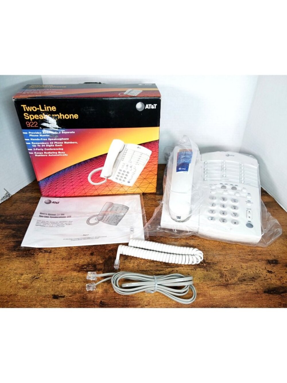 AT&T Speakerphone 922 2-line Landline Corded Home Office Phone VTG 1998 Open Box